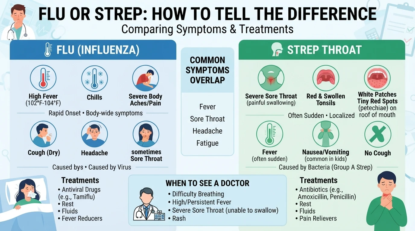 Flu or Strep: How to Tell the Difference